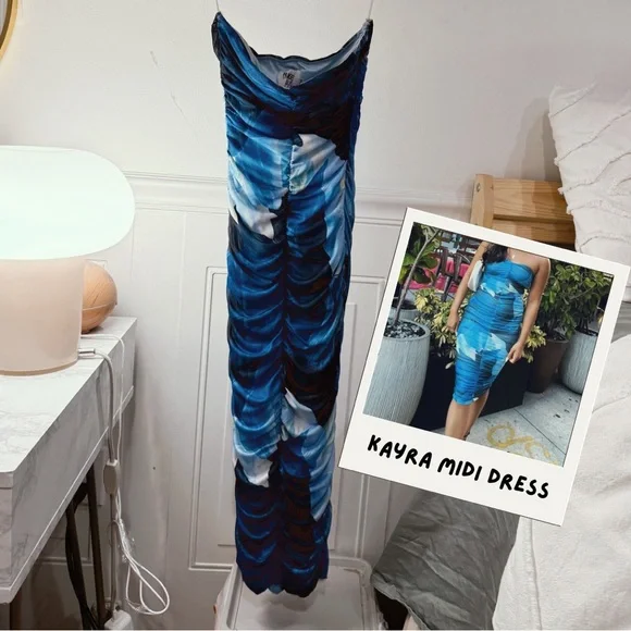 strapless open back dress Draped Corset Midaxi Dress in Powder Blue main image 1
